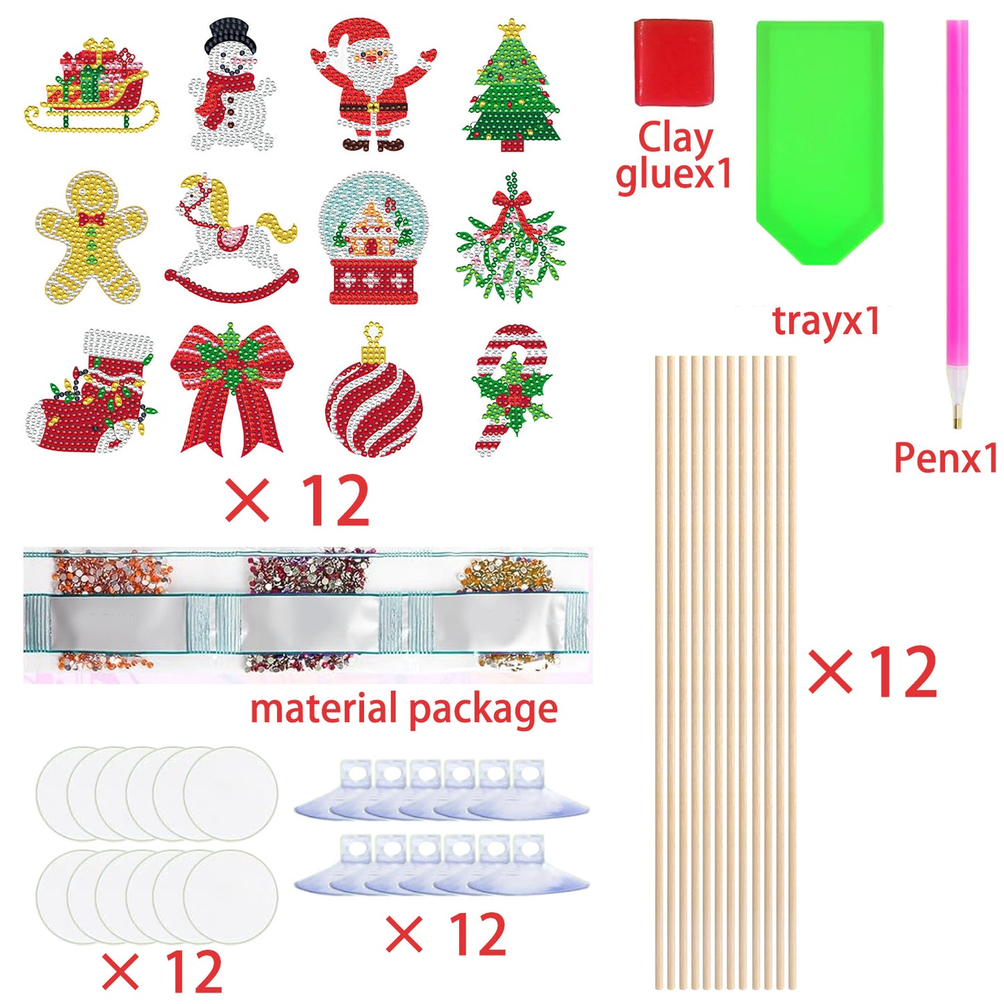 Christmas Diamond Painting Stickers – DIY Rhinestone Sticker Set for Holiday Crafts & Decorations