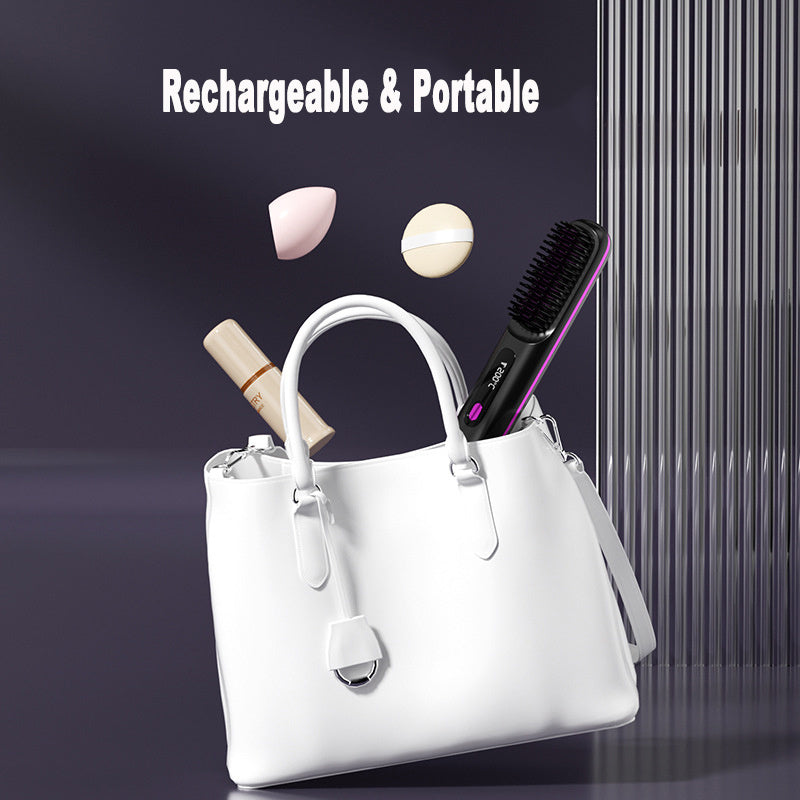 Cordless Hair Straightener Brush - Wireless Hair Styling Brush