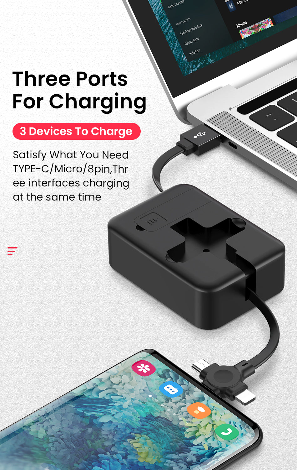 4 In 1 Retractable USB Cable Creative Macaron Type C Micro Cable For I Phone With Phone Stand Charging Data Cable Line Storage Box