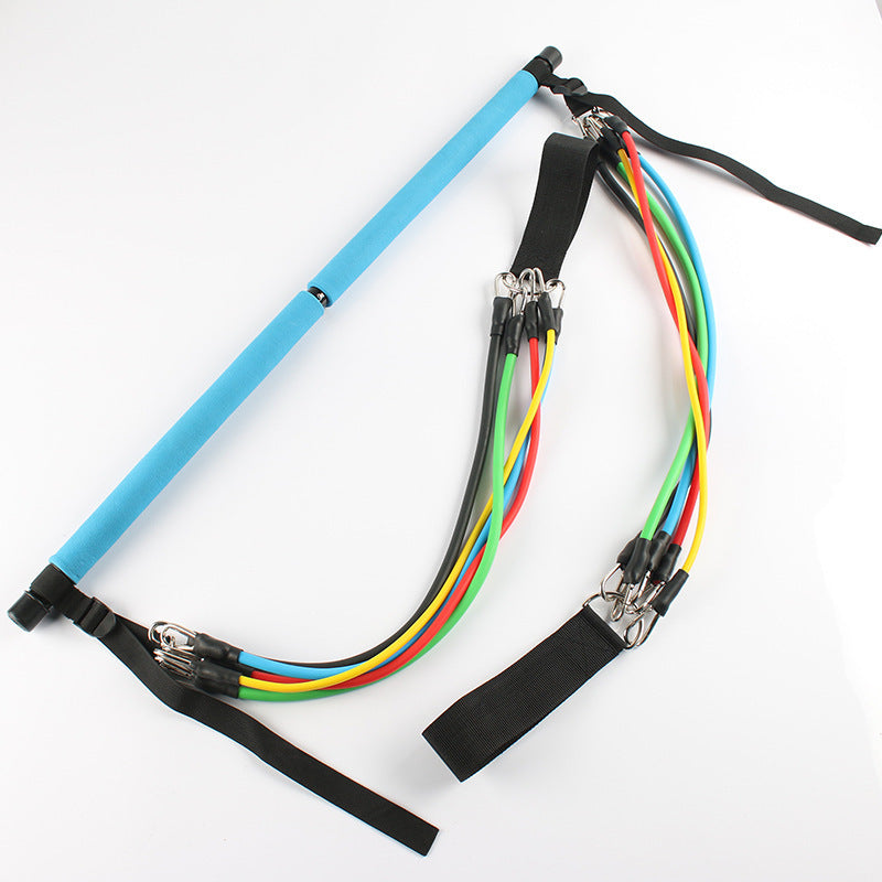 Portable Fitness Bar with Resistance Bands – Adjustable Elastic Puller for Home Workout & Bodybuilding