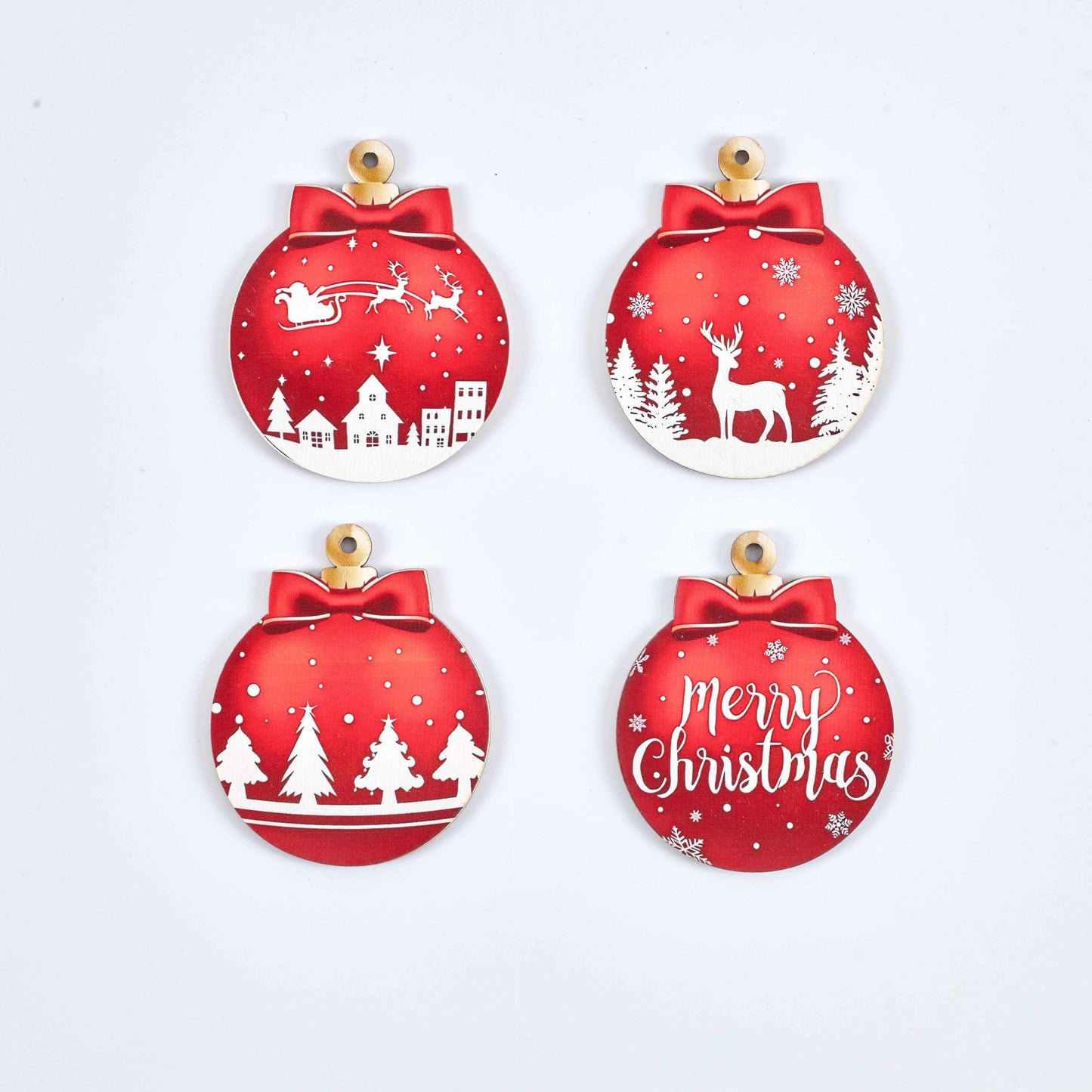 Red Christmas Ornaments Set – Festive Baubles for Holiday Tree Decoration