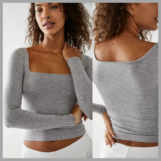 Women’s Solid Color Long Sleeve Crop Top