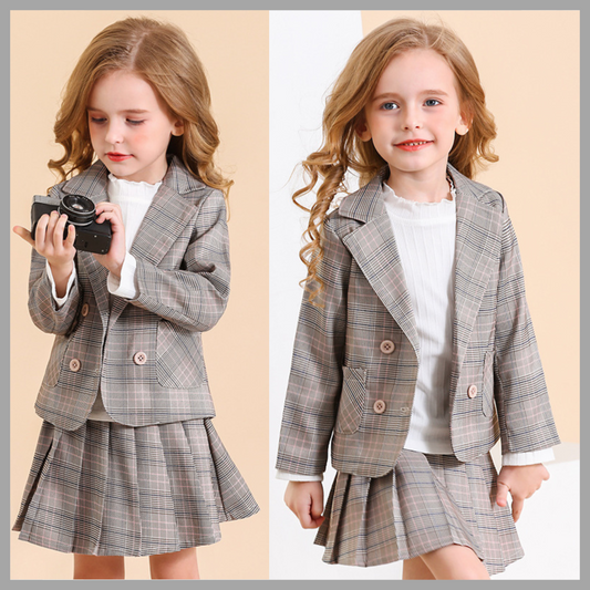 Girls' Elegant Two-Piece Skirt Suit