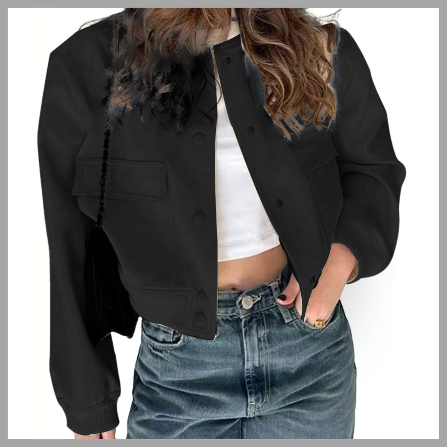 Loose Fit Short Coat with Pockets