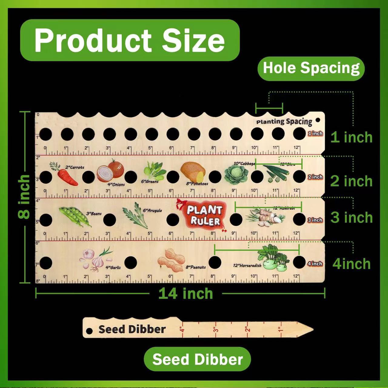 Wooden Garden Seed Spacing Ruler – Multifunctional Planting Tool for Seedlings