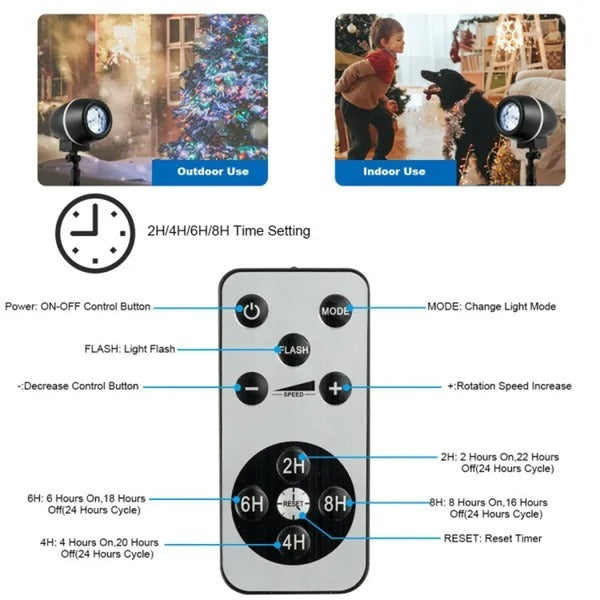 Christmas Snowflake Projector Light – Waterproof LED Outdoor Decoration with Remote & Timer