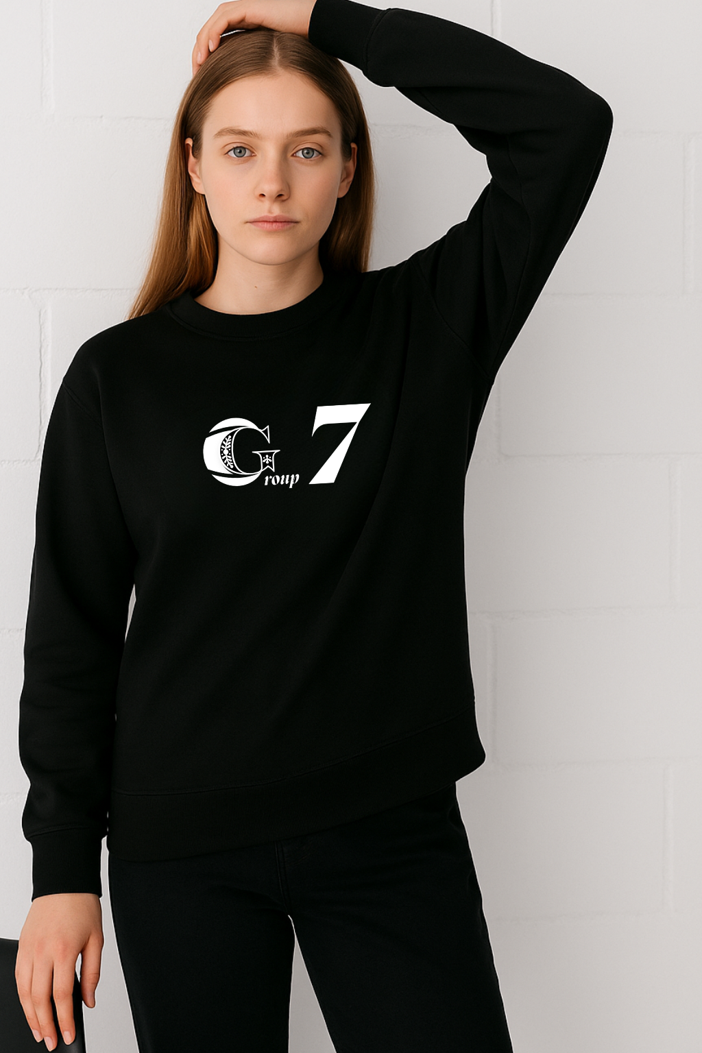 Group 7 Classic Black Sweatshirt – Minimalist Streetwear for Trendsetters | Group seven outfit