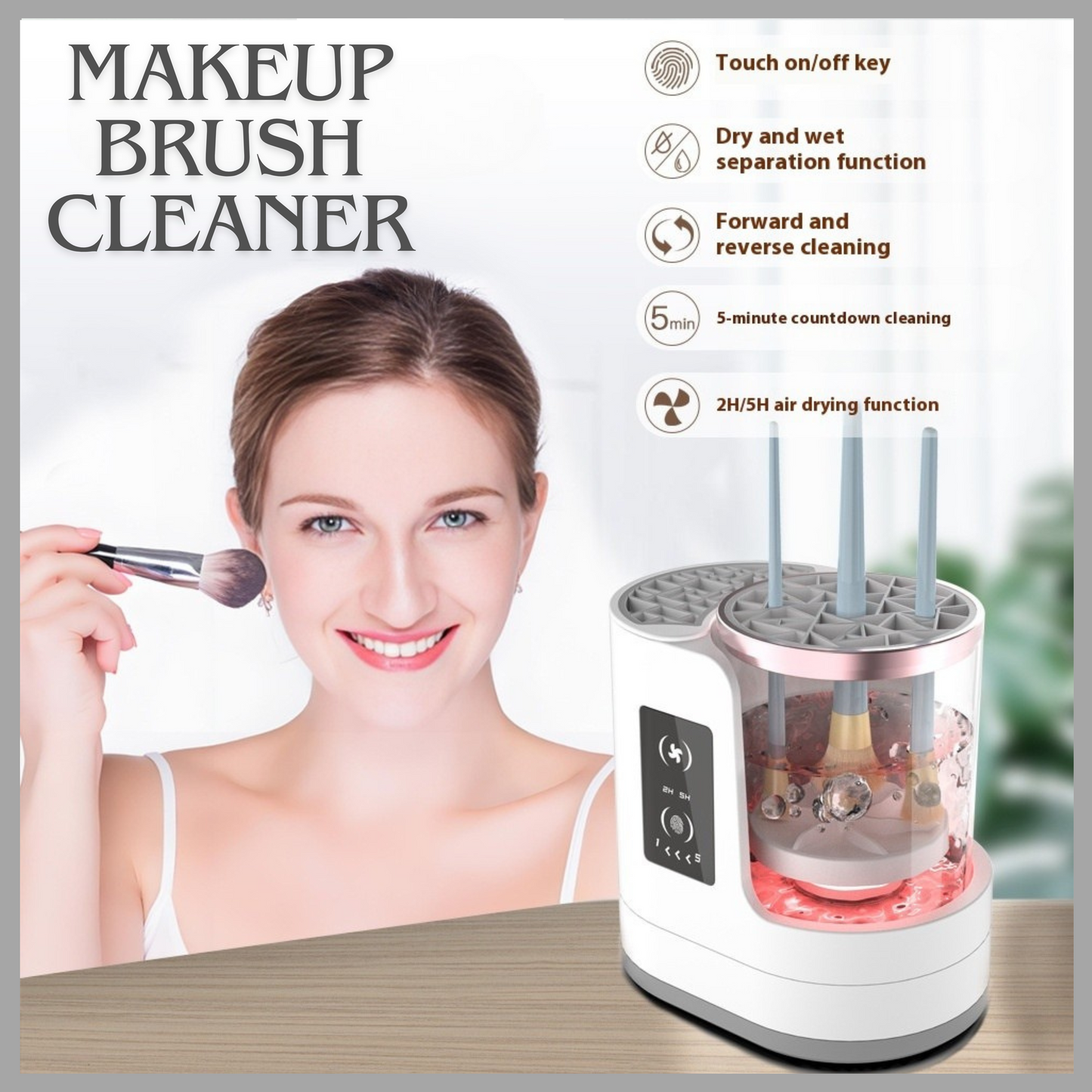 Electric Makeup Brush Cleaner & Dryer - Automatic Cleaning & Disinfecting Tool