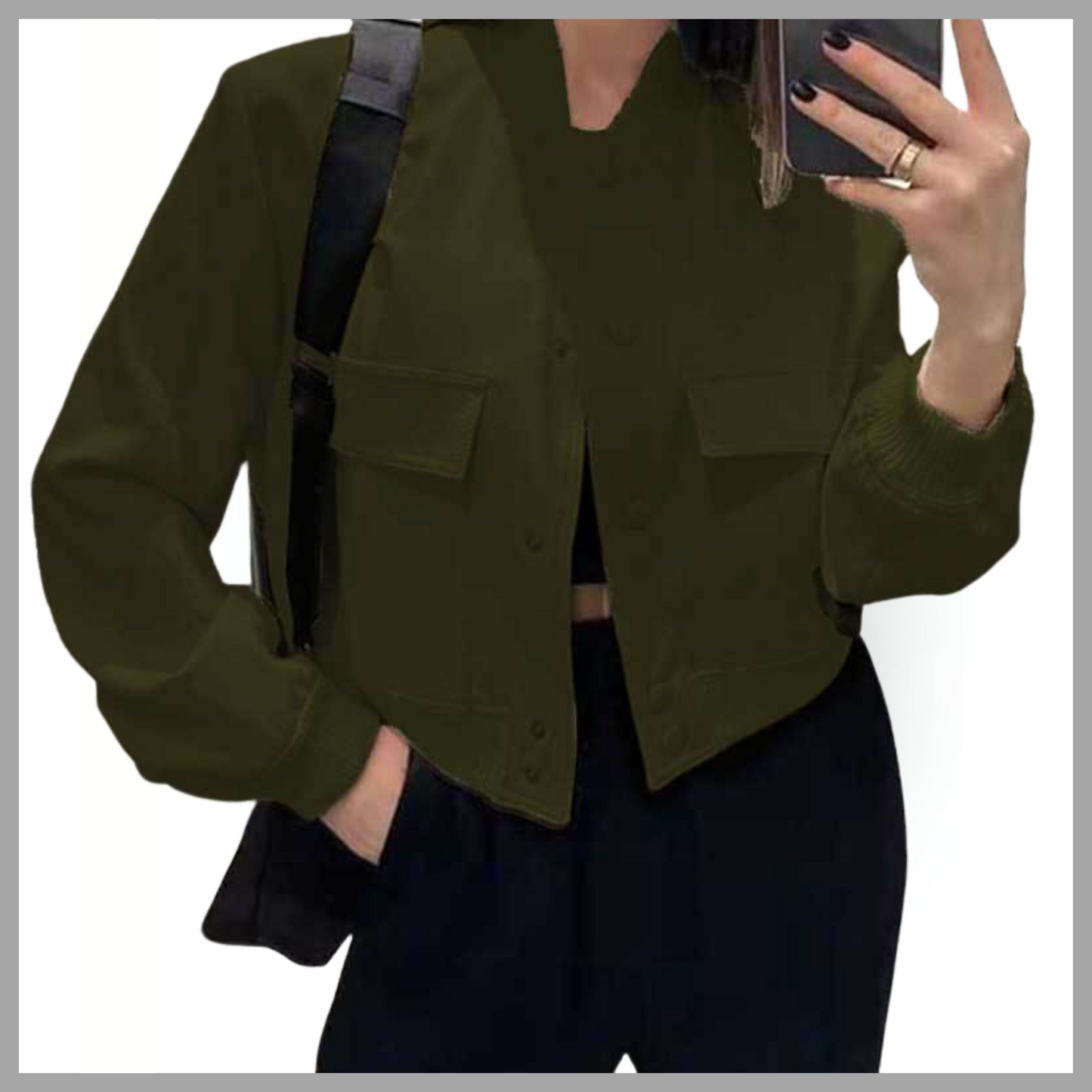 Loose Fit Short Coat with Pockets
