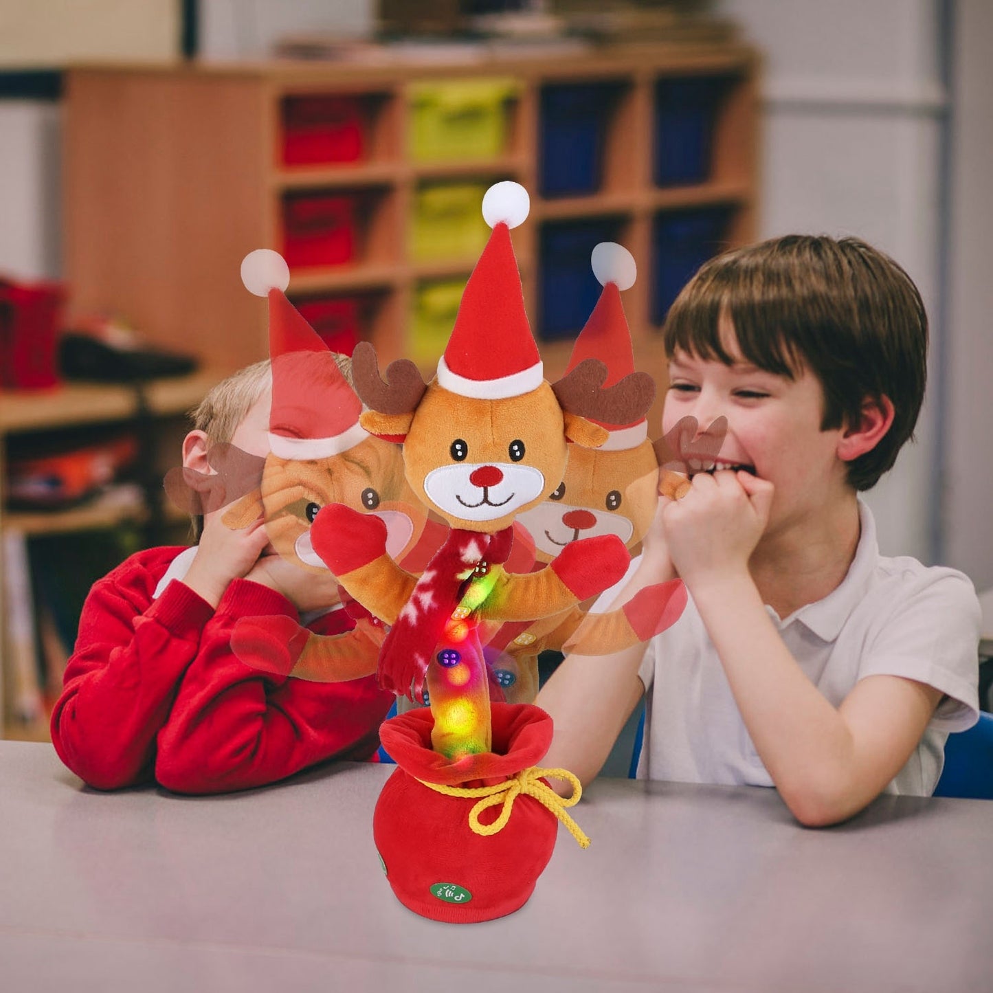 Penguin Or Elk Kid Electric Dance Toy Christmas Elk Snowman Senior Penguin Plush Toy Interactive Sing Song Whirling Mimicking Recording Light Up Toy