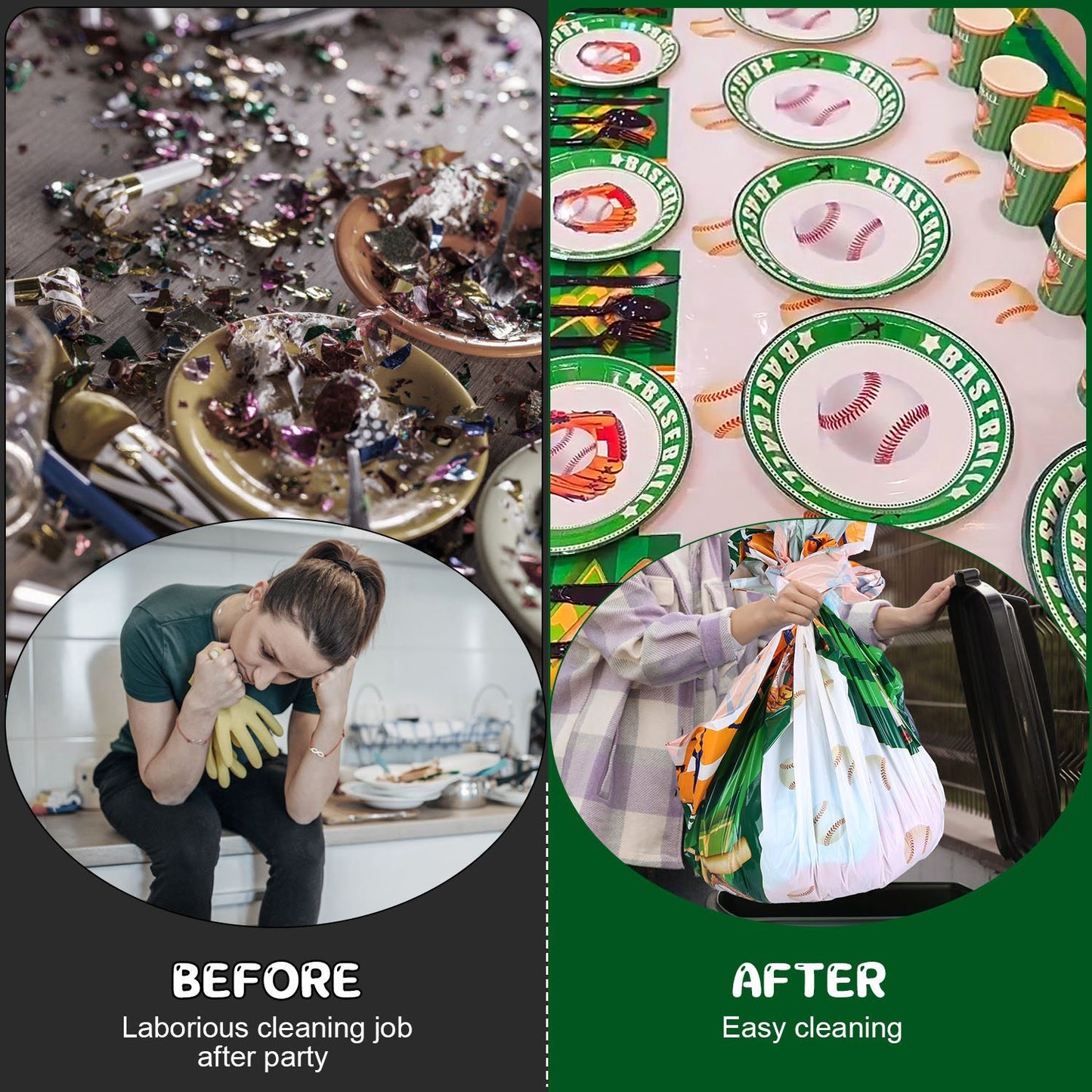 171Pcs Baseball Party Supplies Kit Baseball Birthday Party Disposable Dinnerware Set Baseball Themed Party Tableware Decorations Cups Plates Napkins Spoons Knives Forks Tableclothes