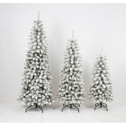 3 Pcs Flocked Christmas Tree Set with Lights – 4ft, 5ft, 6ft Snow Trees