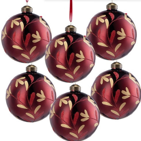 Elegant Red & Gold Christmas Ornaments – Set of 6 Shatterproof Baubles