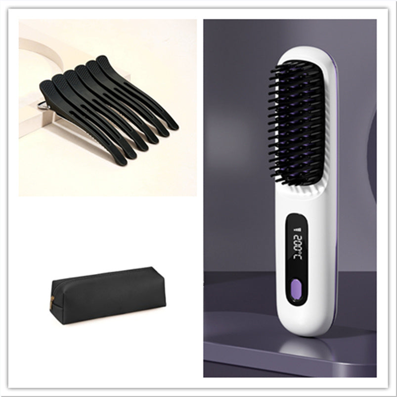 Cordless Hair Straightener Brush - Wireless Hair Styling Brush