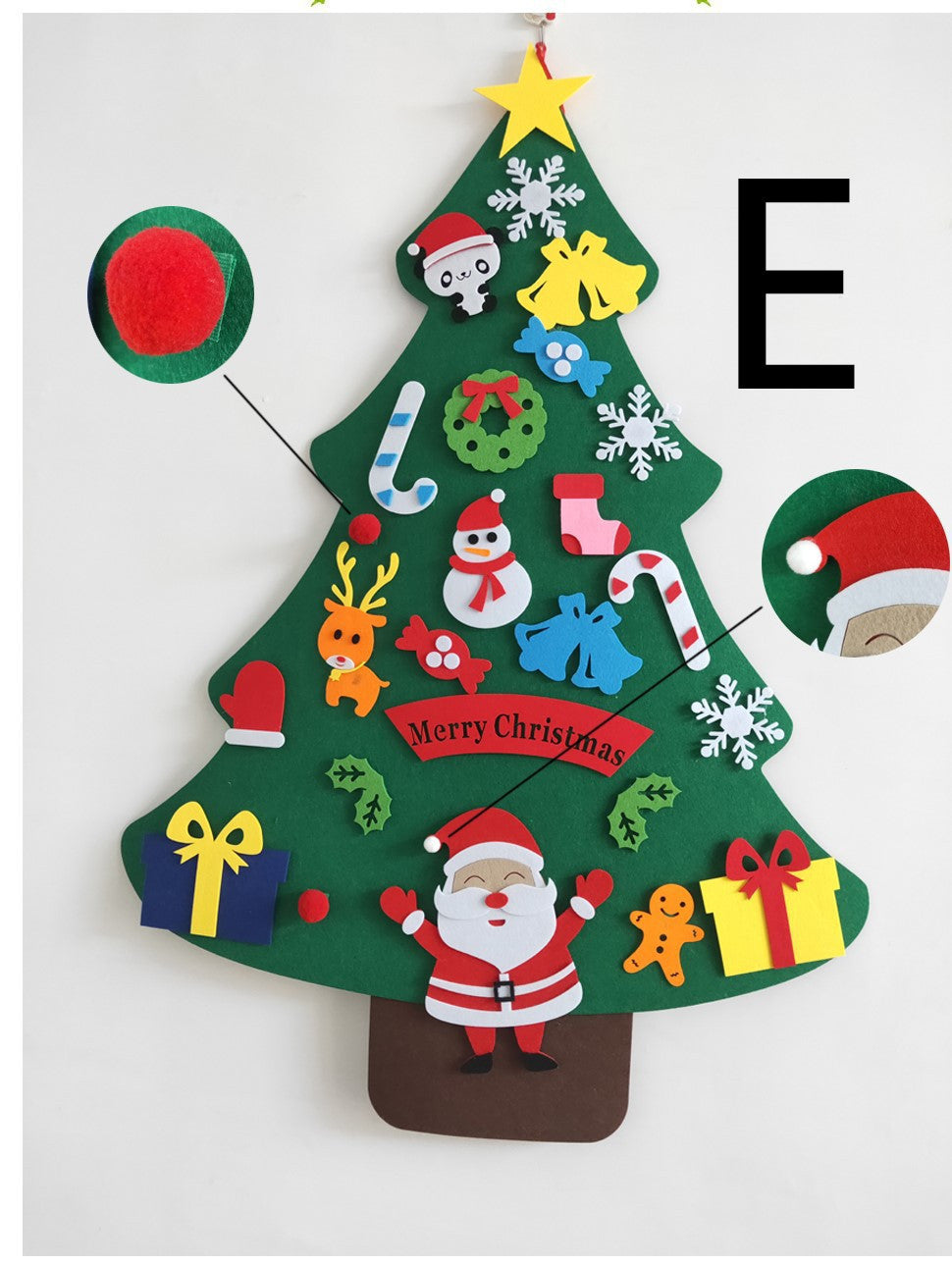 Felt Christmas Tree for Kids | DIY Wall Hanging Tree with Detachable Ornaments | Safe Toddler Christmas Decoration Gift