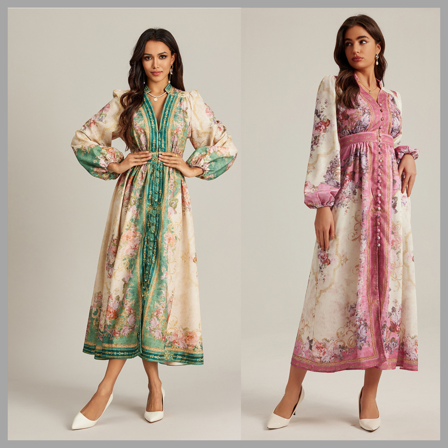 Boho V-Neck Printed Maxi Dress For Women