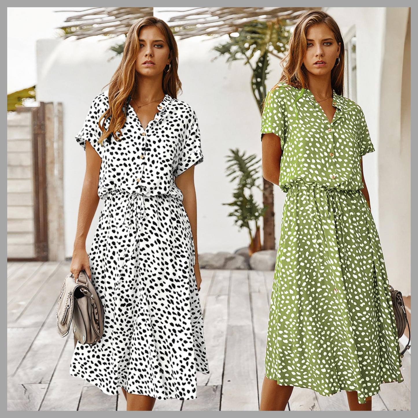 Women's Polka Dot Shirt Dress