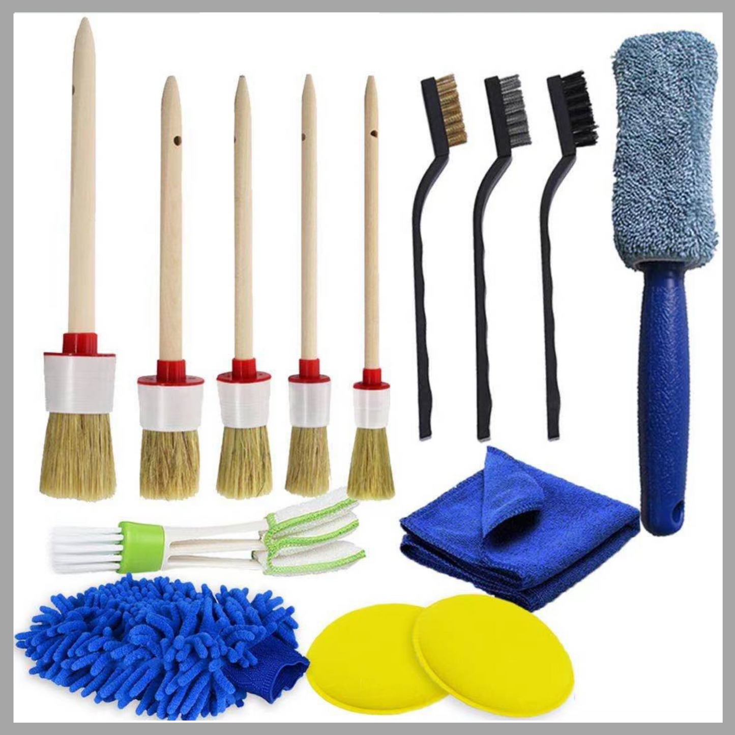 14-Piece Car Tire & Sponge Brush Cleaning Set