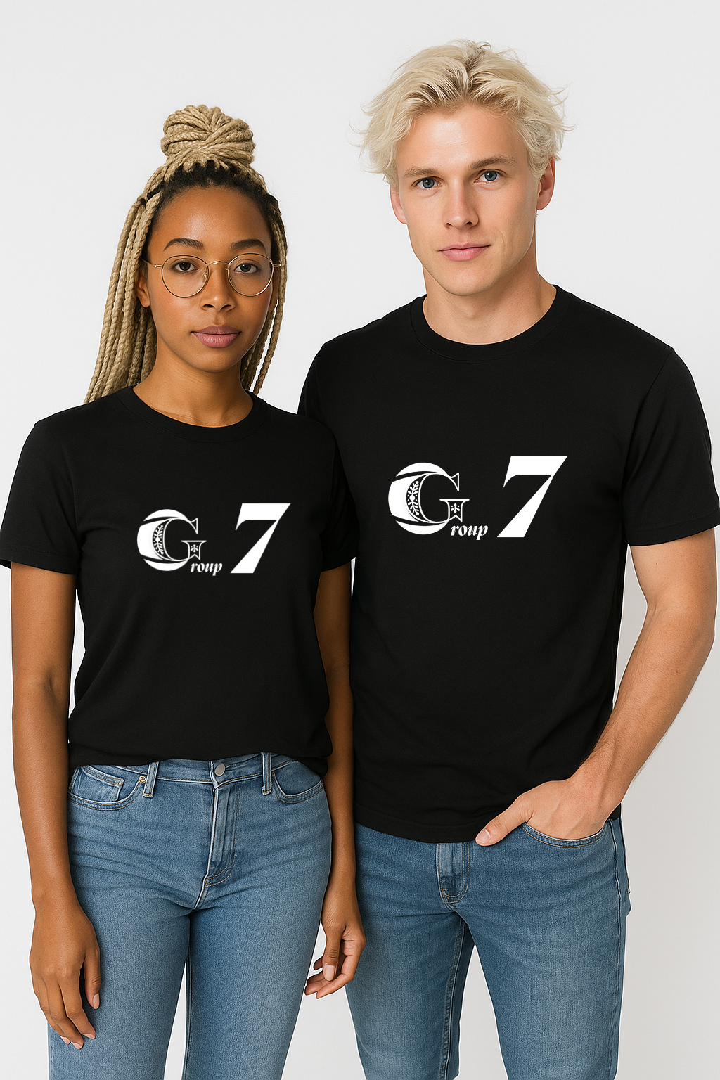 Group 7 Trend Black T-Shirt – Minimalist Streetwear Unisex Tee | Modern Logo Shirt for Fashion Lovers