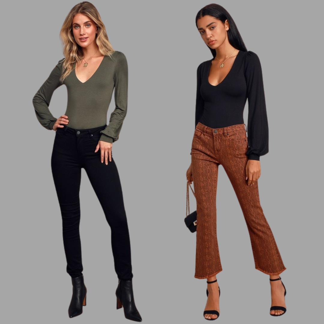 V-neck Loose Sleeve Bodysuit