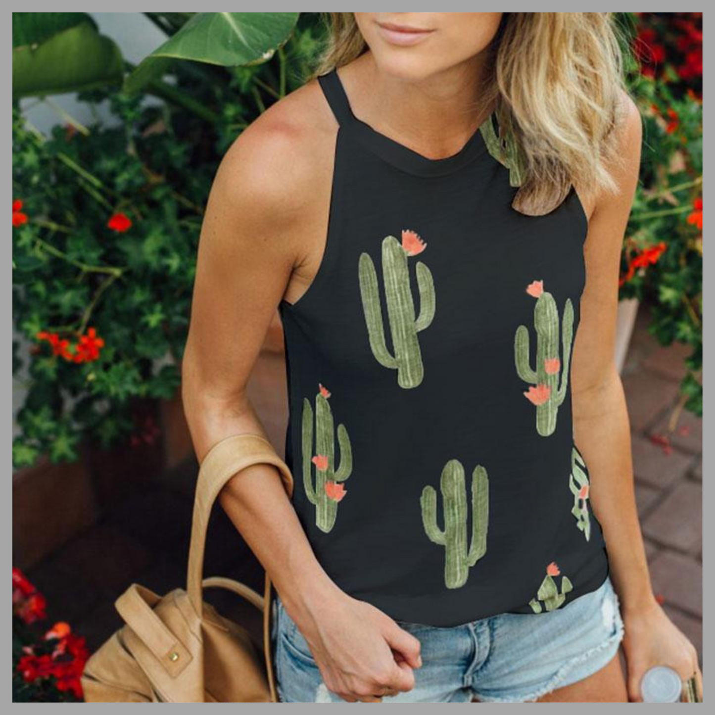Women's Cactus Print Tank Top