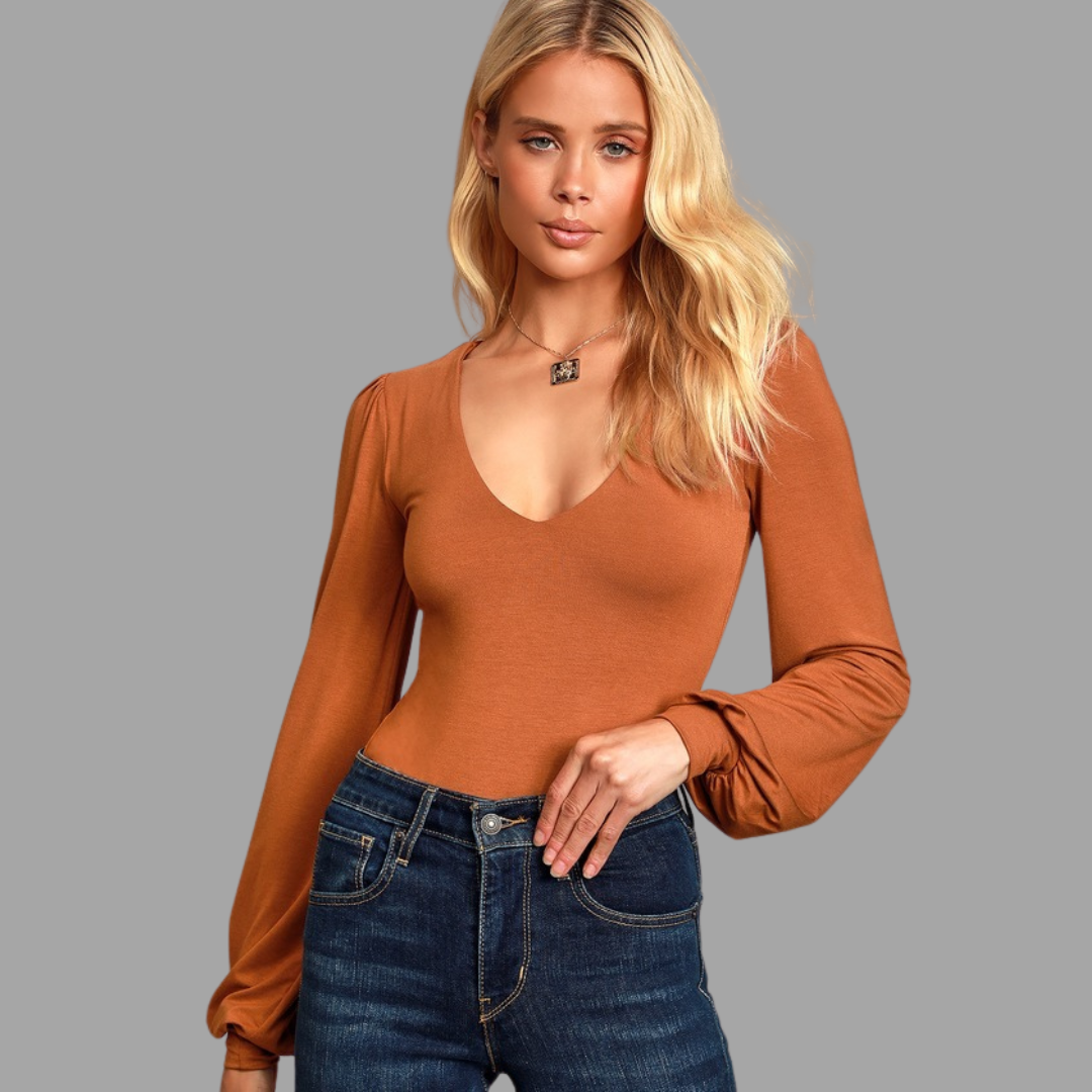 V-neck Loose Sleeve Bodysuit