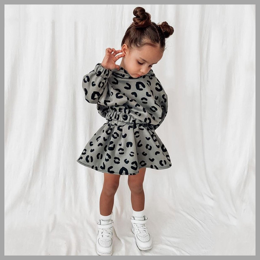 Adorable Toddler Girl Hooded Sweater & Skirt Set