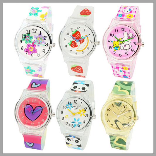 Cute Girl Quartz Watch – Stylish Resin Case with PVC Strap