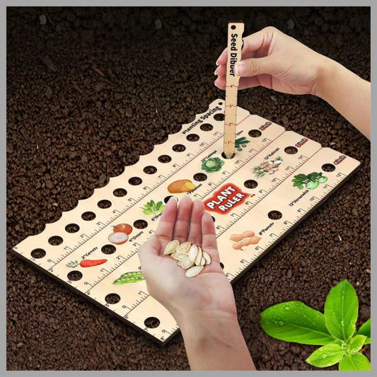 Wooden Garden Seed Spacing Ruler – Multifunctional Planting Tool for Seedlings