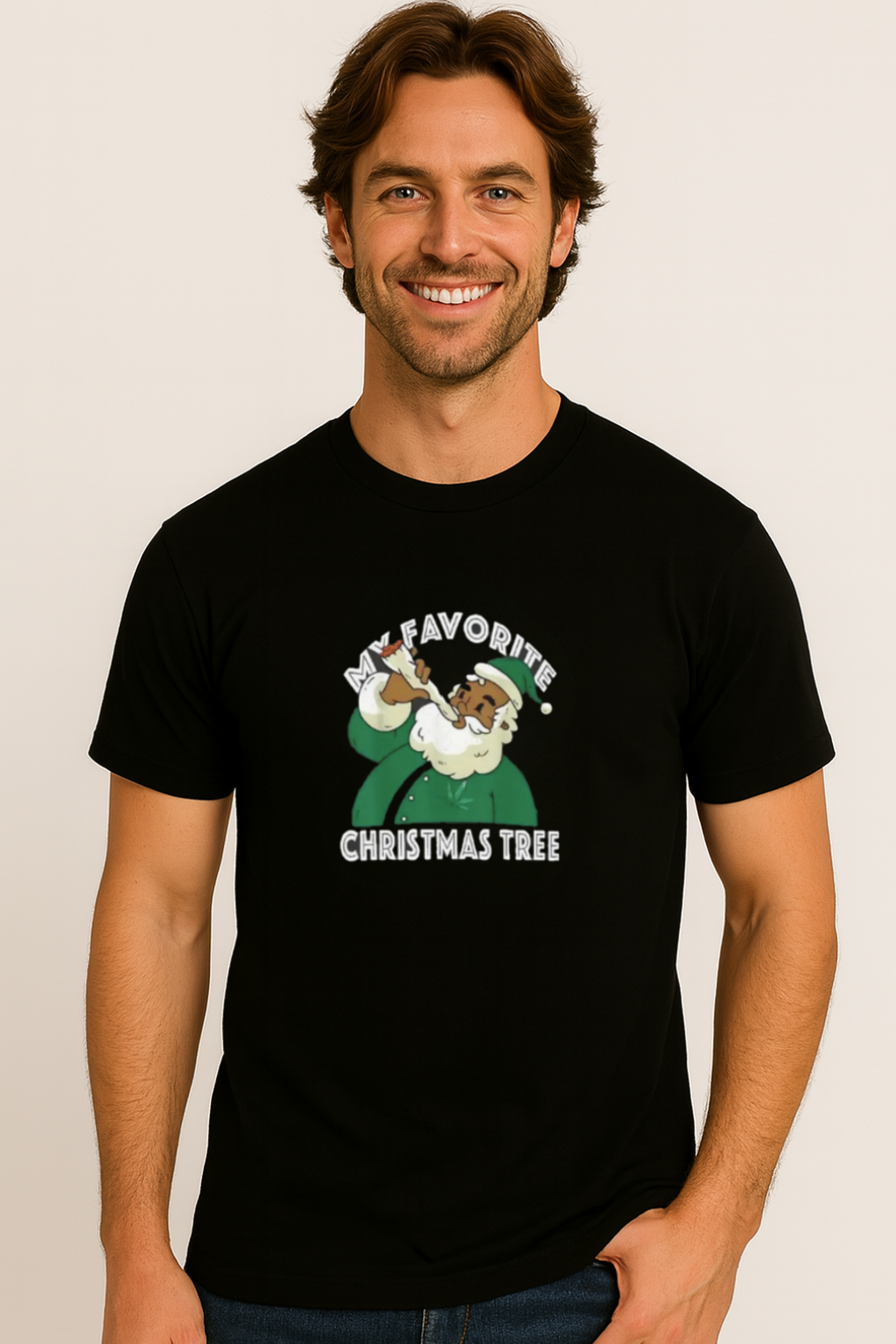 Funny Santa “My Favorite Christmas Tree” Unisex T-Shirt – Hilarious Holiday Graphic Tee, Christmas Gift Idea for Men & Women, Festive Funny Shirt