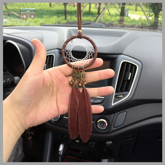 Feather Car Pendant with Bell - Unique Safety Car Accessory