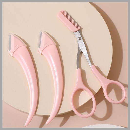 Curved Eyebrow Trimming Knife with Comb