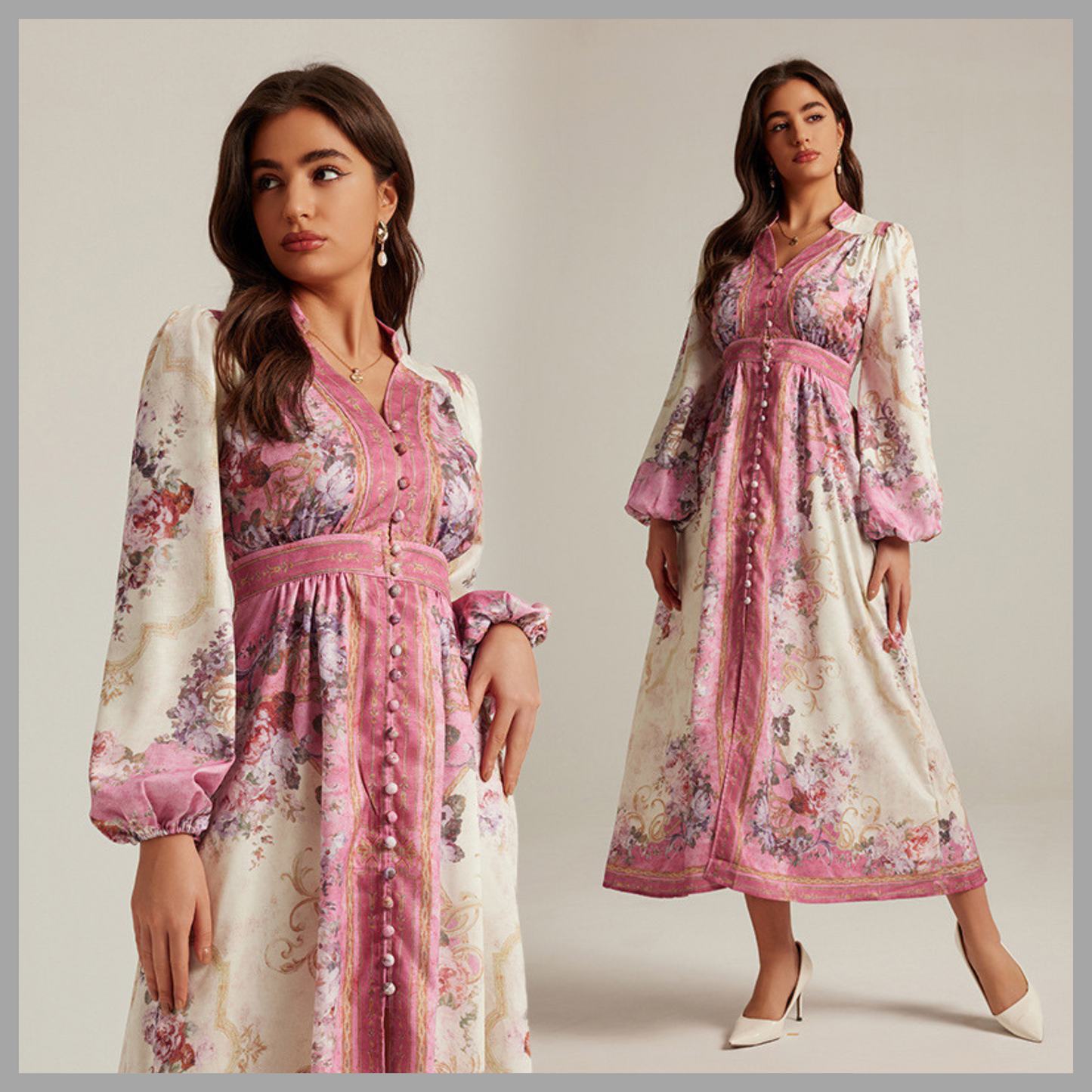 Boho V-Neck Printed Maxi Dress For Women