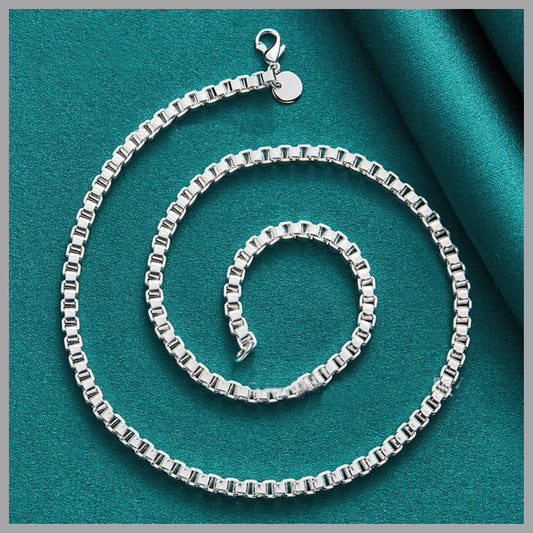 Silver Jewelry Metal Box Chain Necklace Female Accessories Jewelry