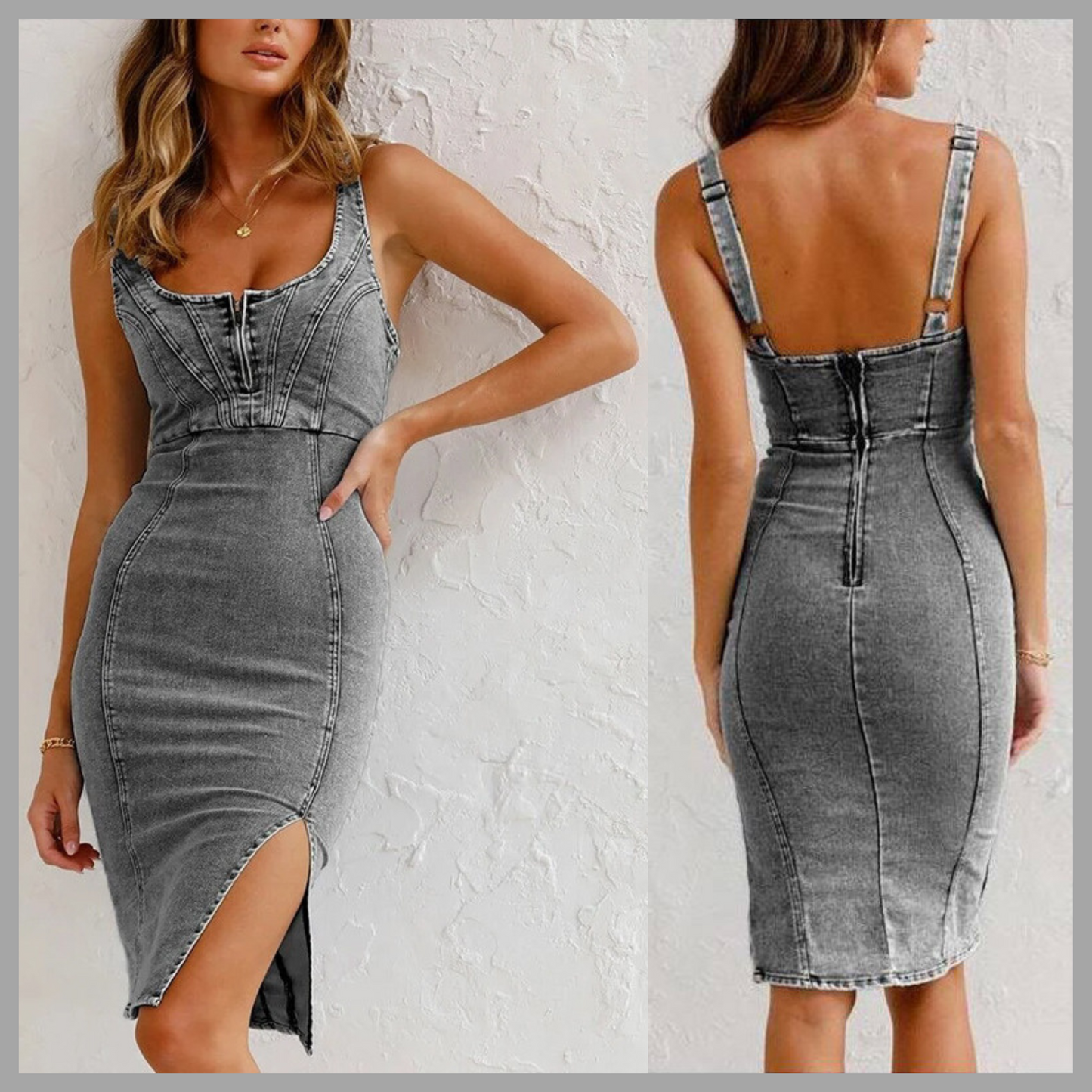 Women’s Slim Fit Denim Suspender Dress