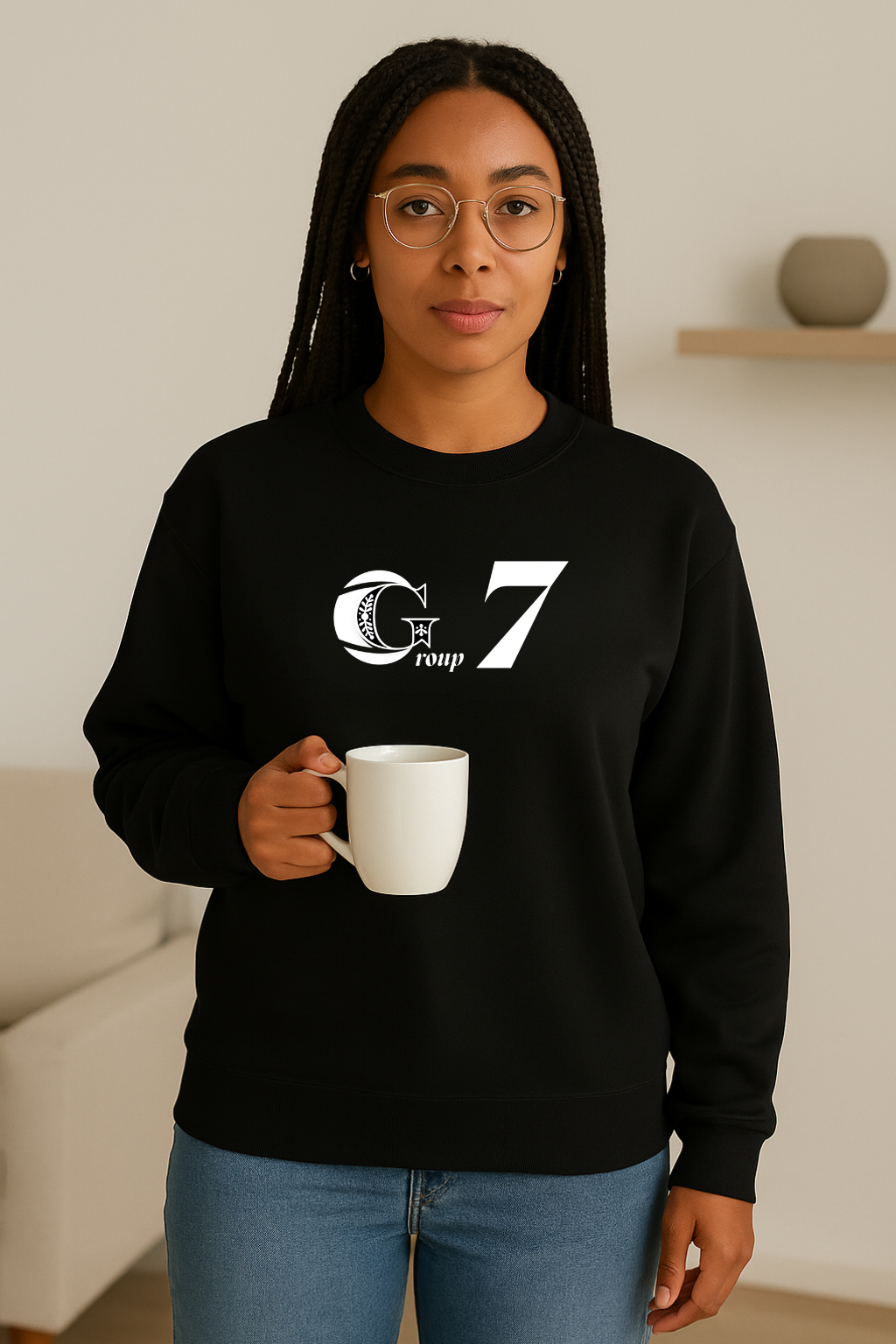 Group 7 Classic Black Sweatshirt – Minimalist Streetwear for Trendsetters | Group seven outfit