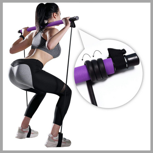 Portable Fitness Bar with Resistance Bands – Adjustable Elastic Puller for Home Workout & Bodybuilding