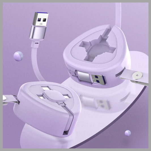 Retractable 3-in-1 Data Cable with 5A Super-Fast Charging & Storage