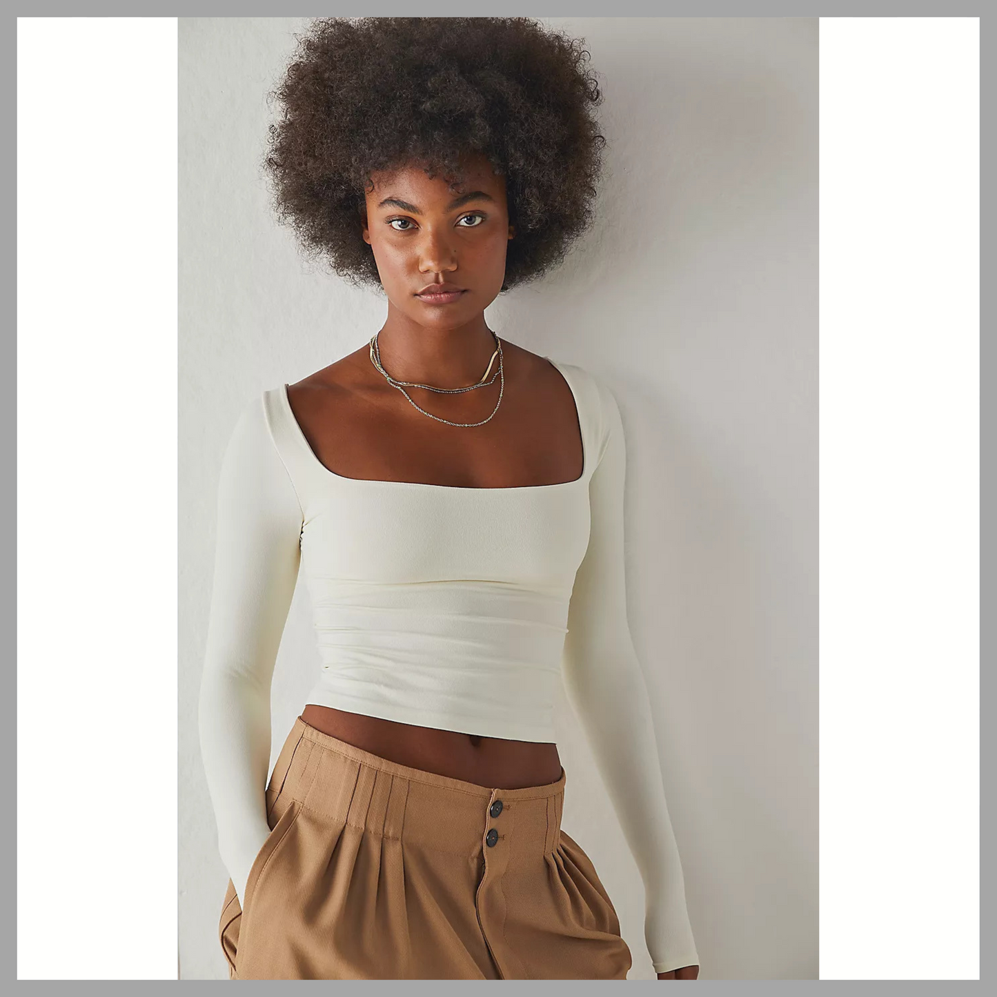 Women’s Solid Color Long Sleeve Crop Top