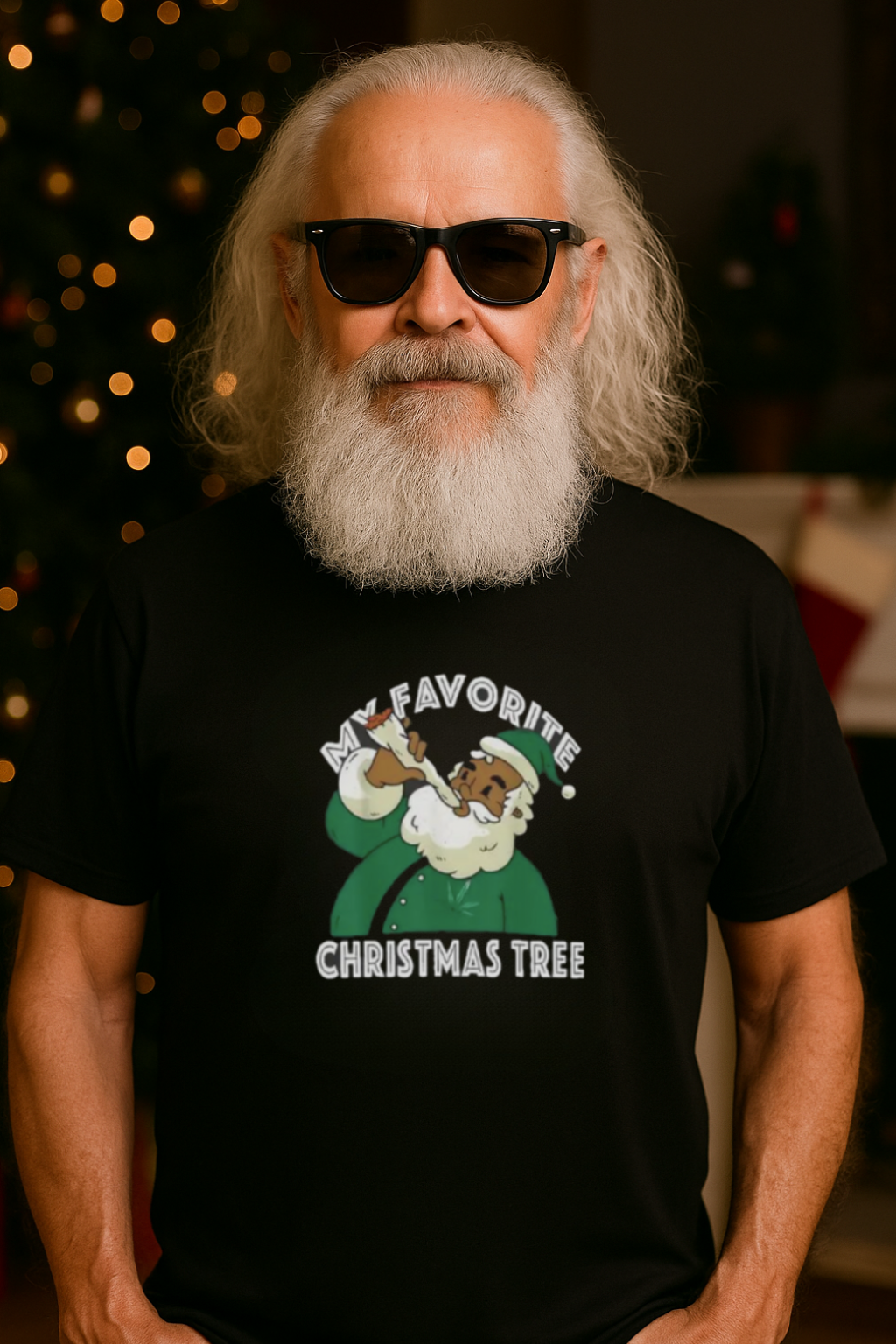 Funny Santa “My Favorite Christmas Tree” Unisex T-Shirt – Hilarious Holiday Graphic Tee, Christmas Gift Idea for Men & Women, Festive Funny Shirt